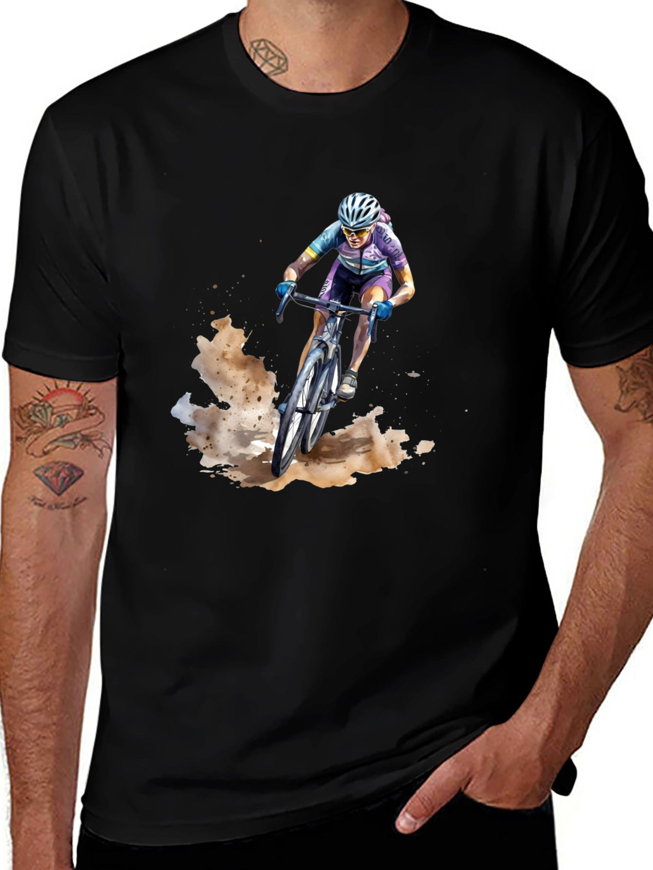 Mountain Biker Graphic Tee - Black Casual Shirt