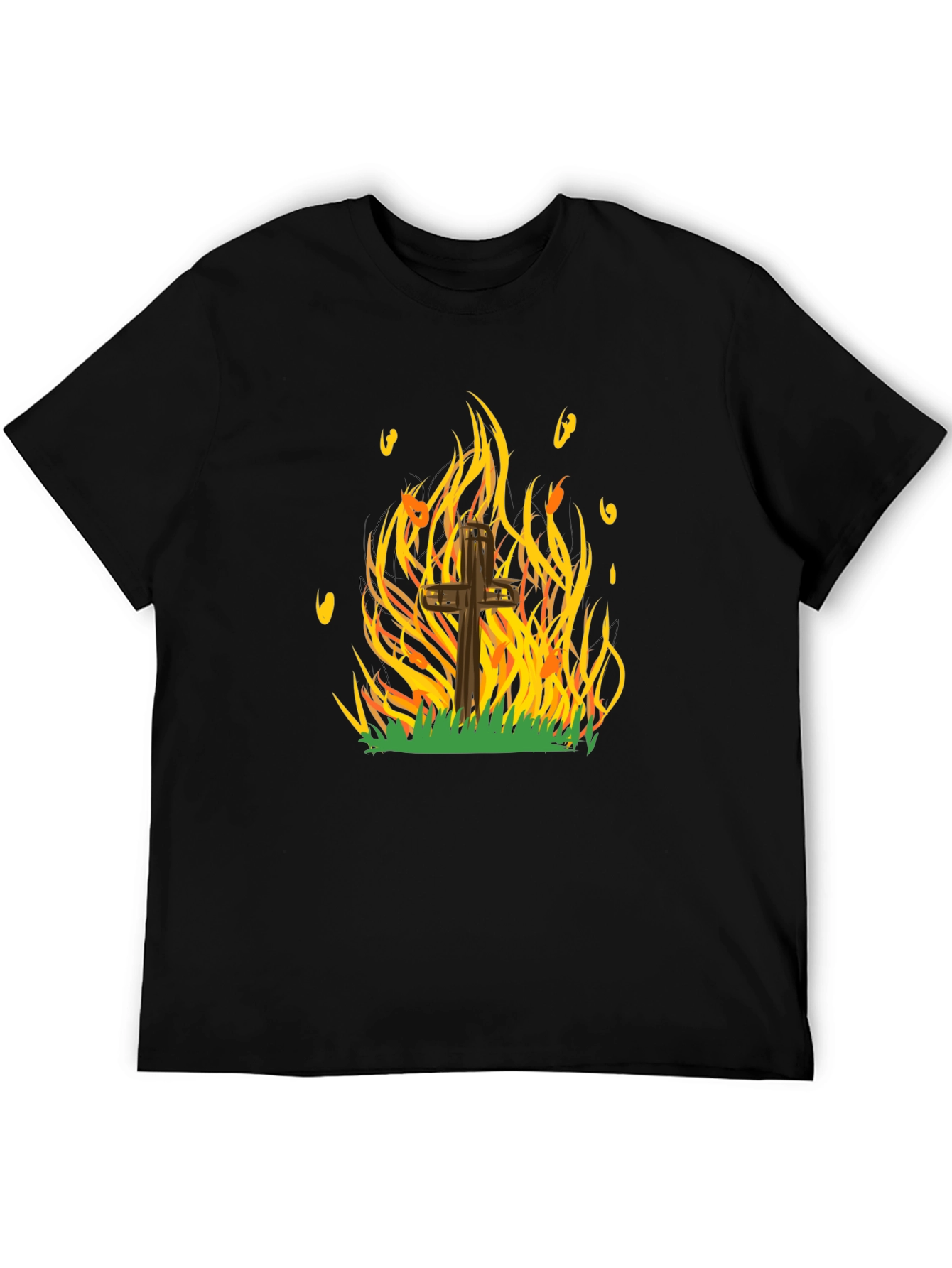 Burning Cross Graphic Tee - Bold Statement T-Shirt