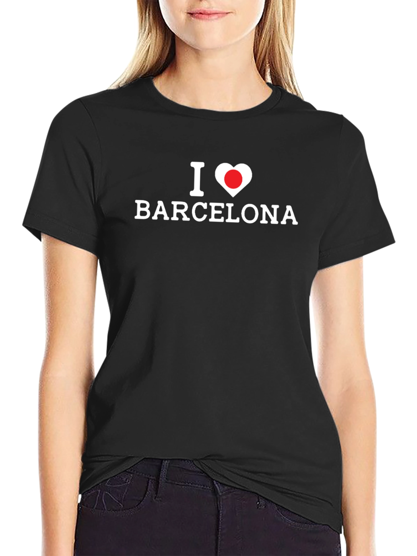 I Love Barcelona Graphic T-Shirt - Black Cotton Tee