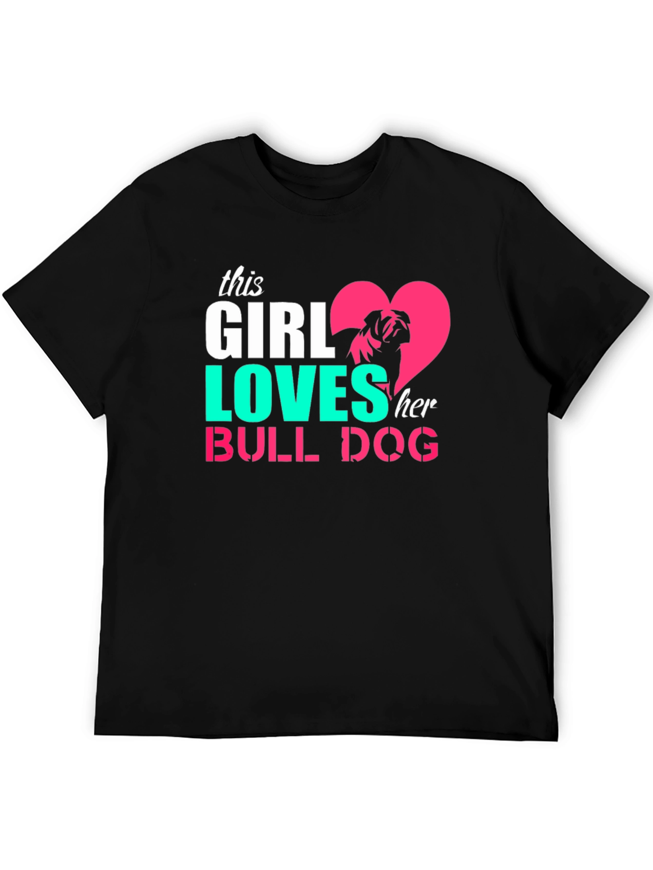 Girl Loves Bulldog Graphic Tee - Black