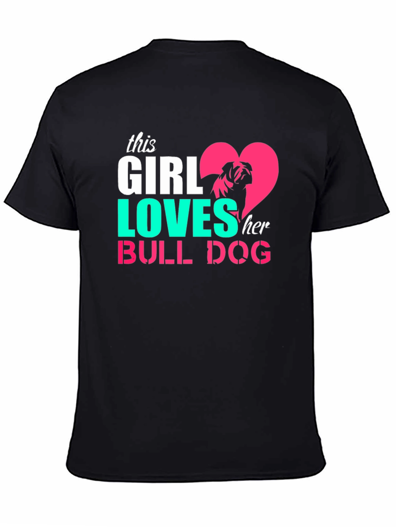 Girl Loves Bulldog Graphic Tee - Black
