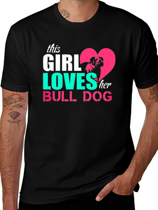 Girl Loves Bulldog Graphic Tee - Black