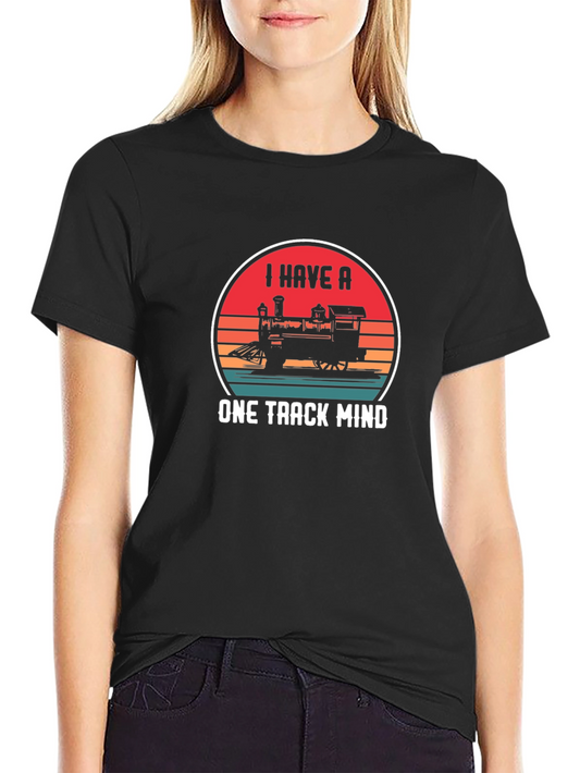 One Track Mind Train Graphic Tee - Retro Style