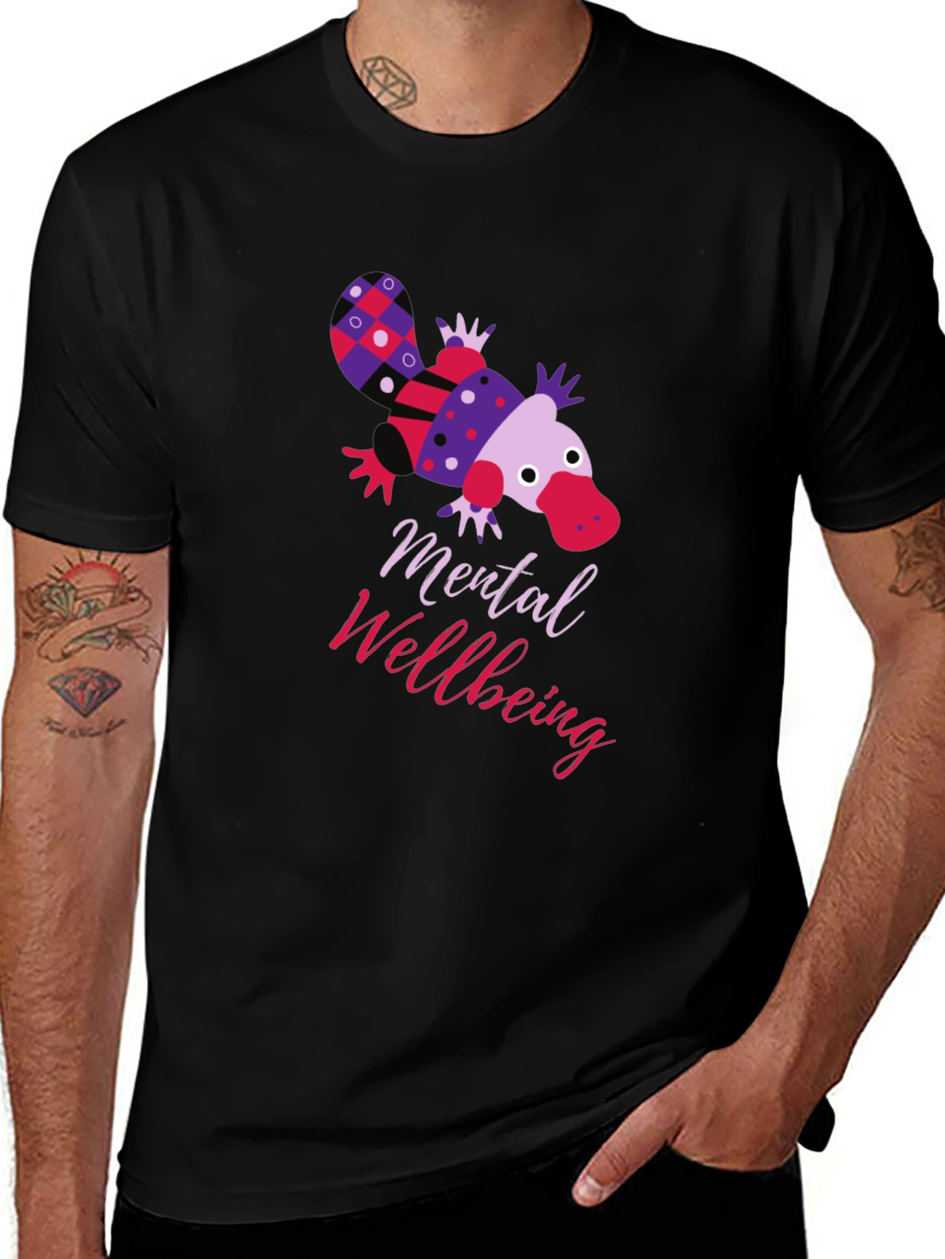 Mental Wellbeing Platypus Graphic Tee - Black