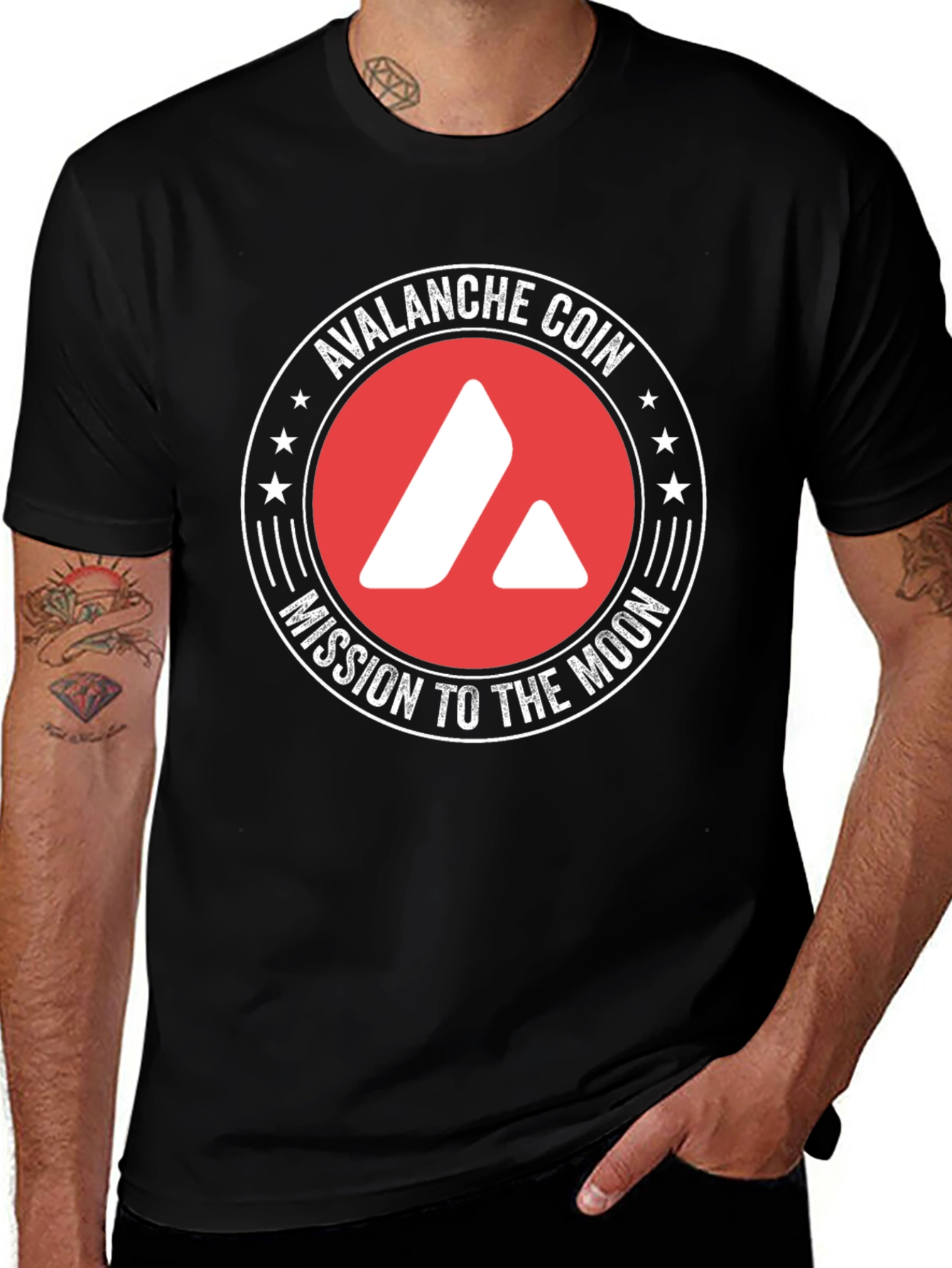 Avalanche Coin Mission to the Moon Black T-Shirt