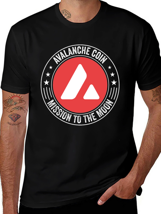 Avalanche Coin Mission to the Moon Black T-Shirt
