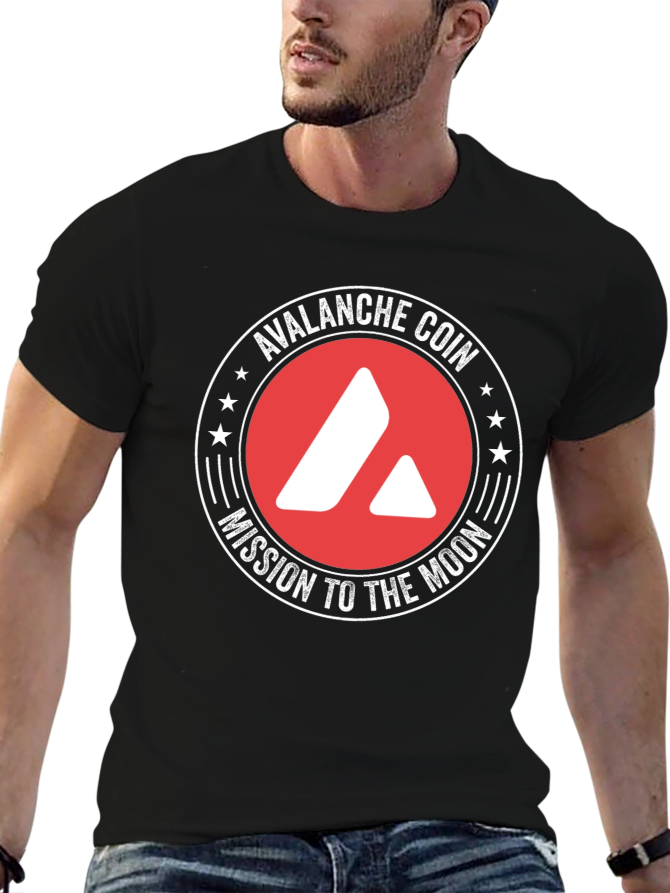 Avalanche Coin Mission to the Moon Black T-Shirt