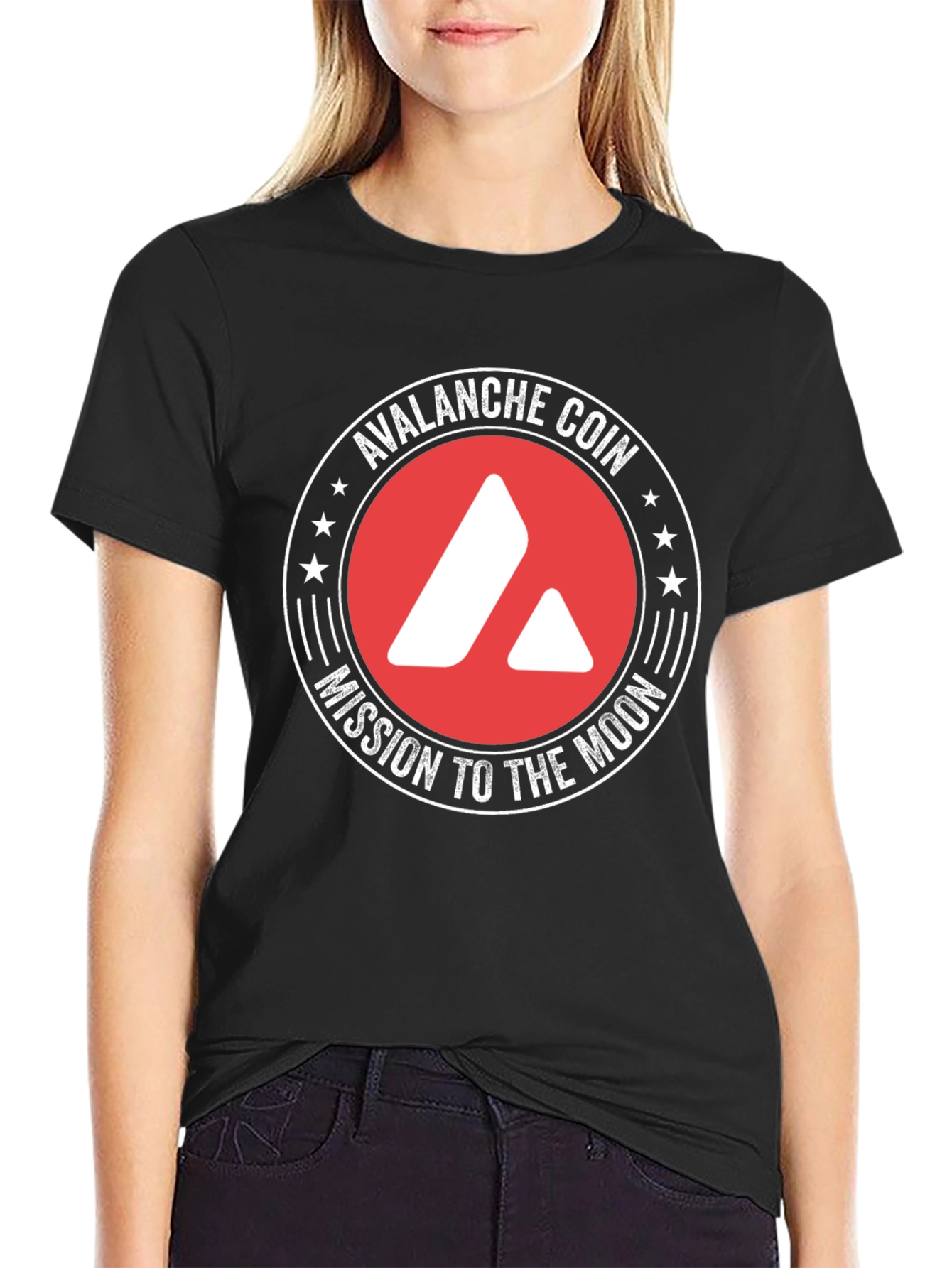 Avalanche Coin Mission to the Moon Black T-Shirt
