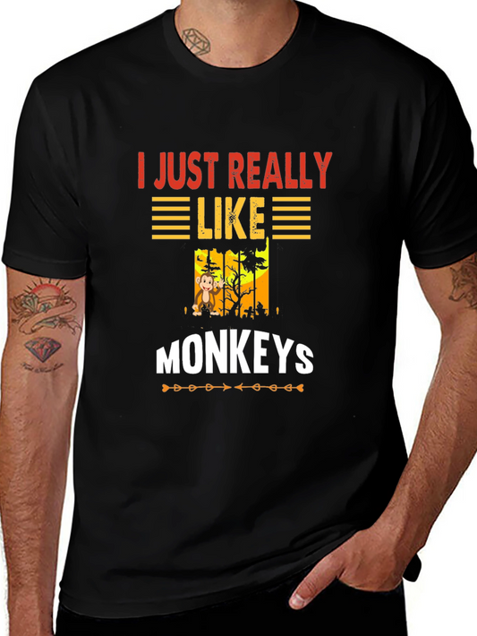 I Just Really Like Monkeys T-Shirt - Fun Graphic Tee