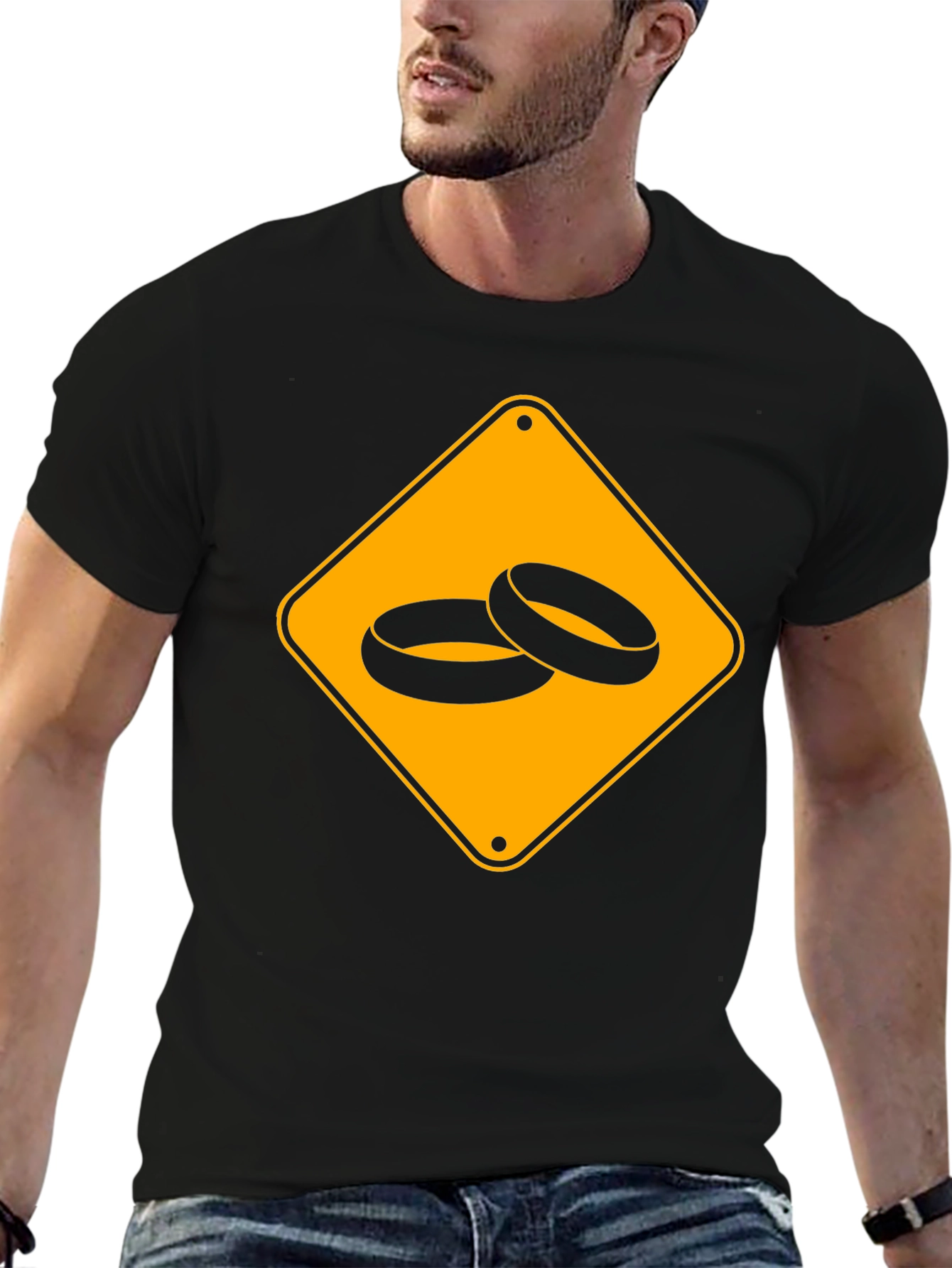 Wedding Ring Sign Black T-Shirt