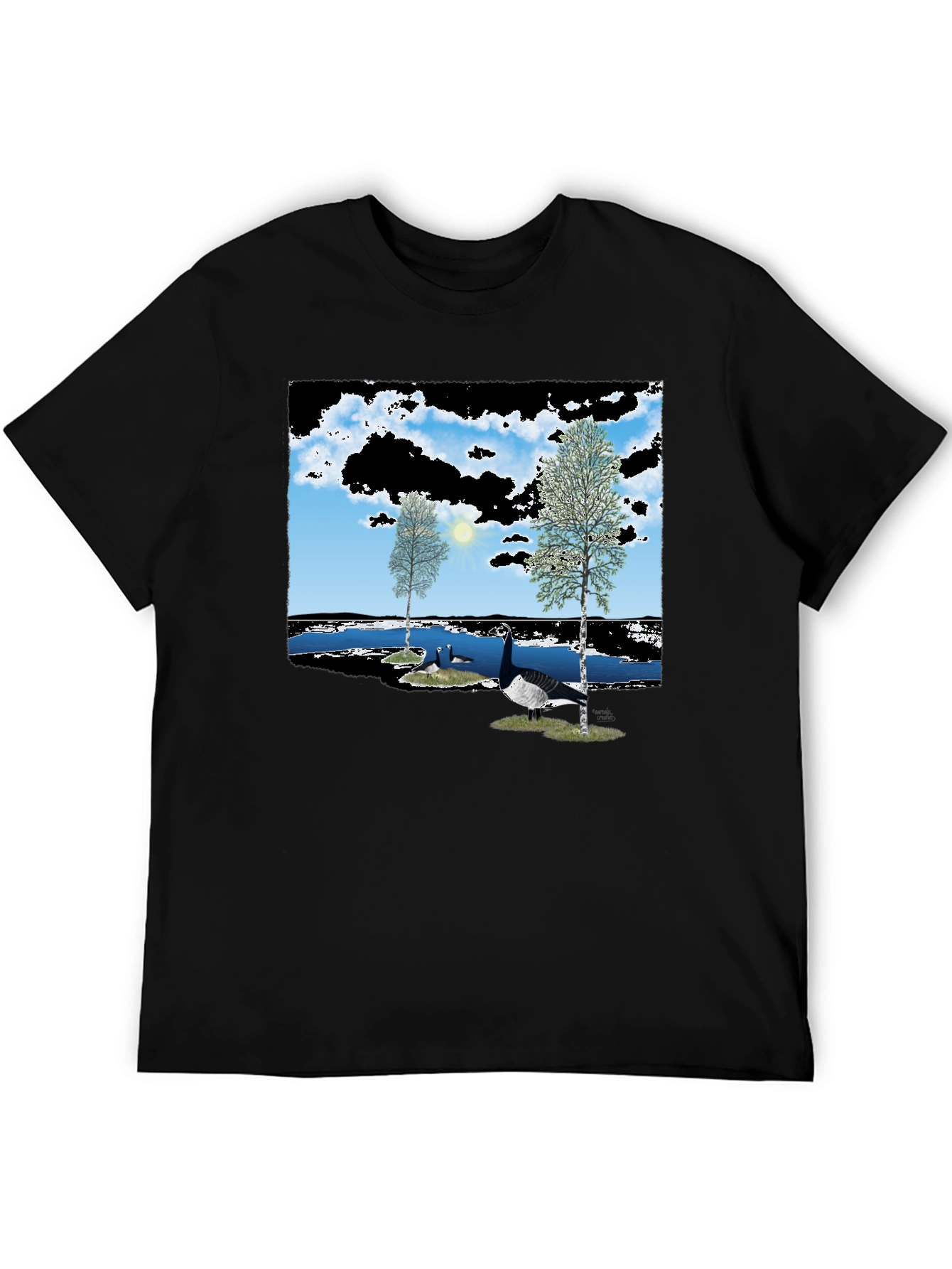 Nature Lake Goose Black Tee
