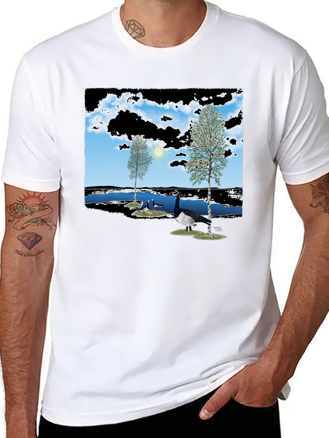 Nature Lake Goose Black Tee