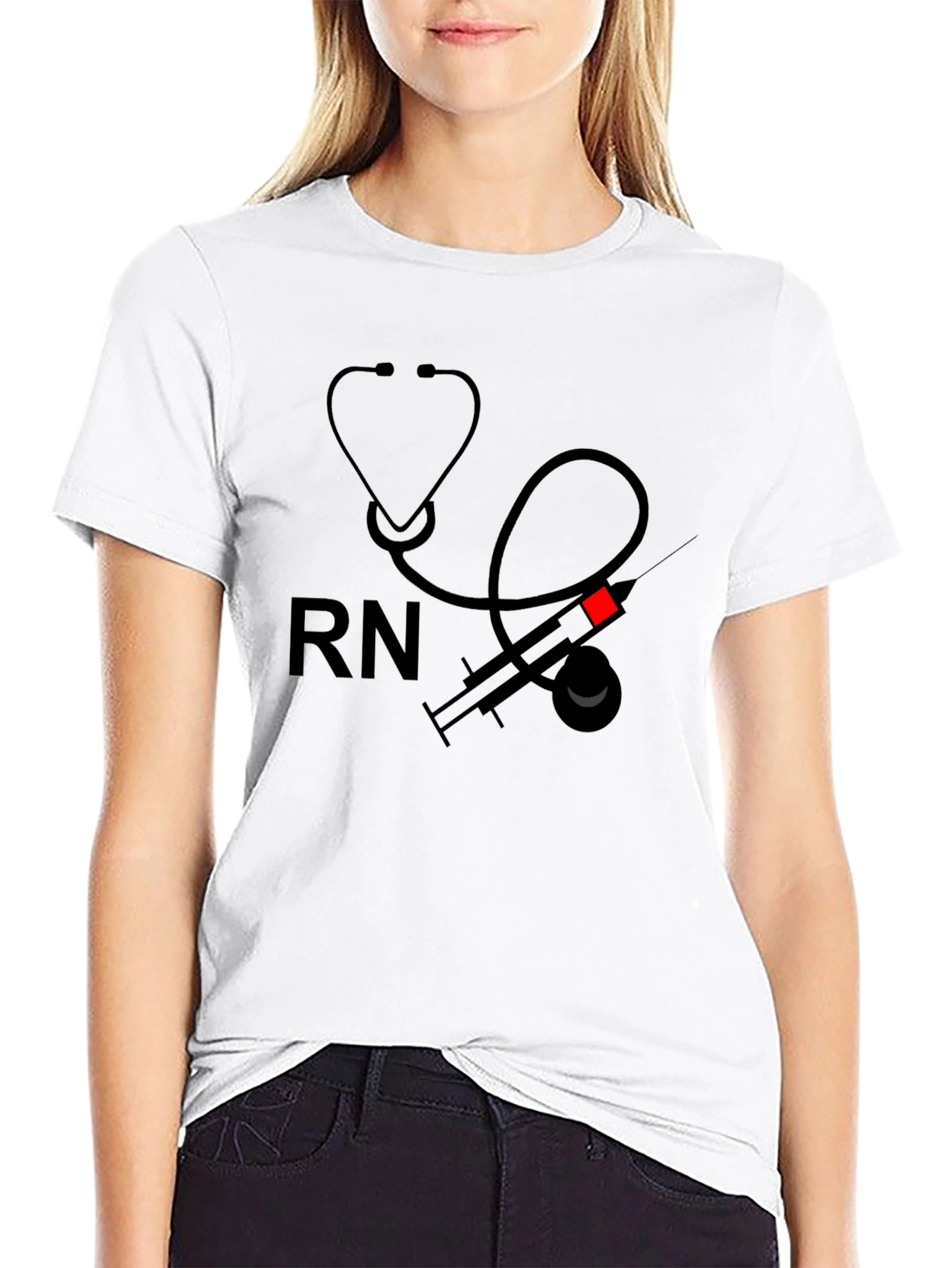 RN Medical T-Shirt - Stethoscope Syringe Design