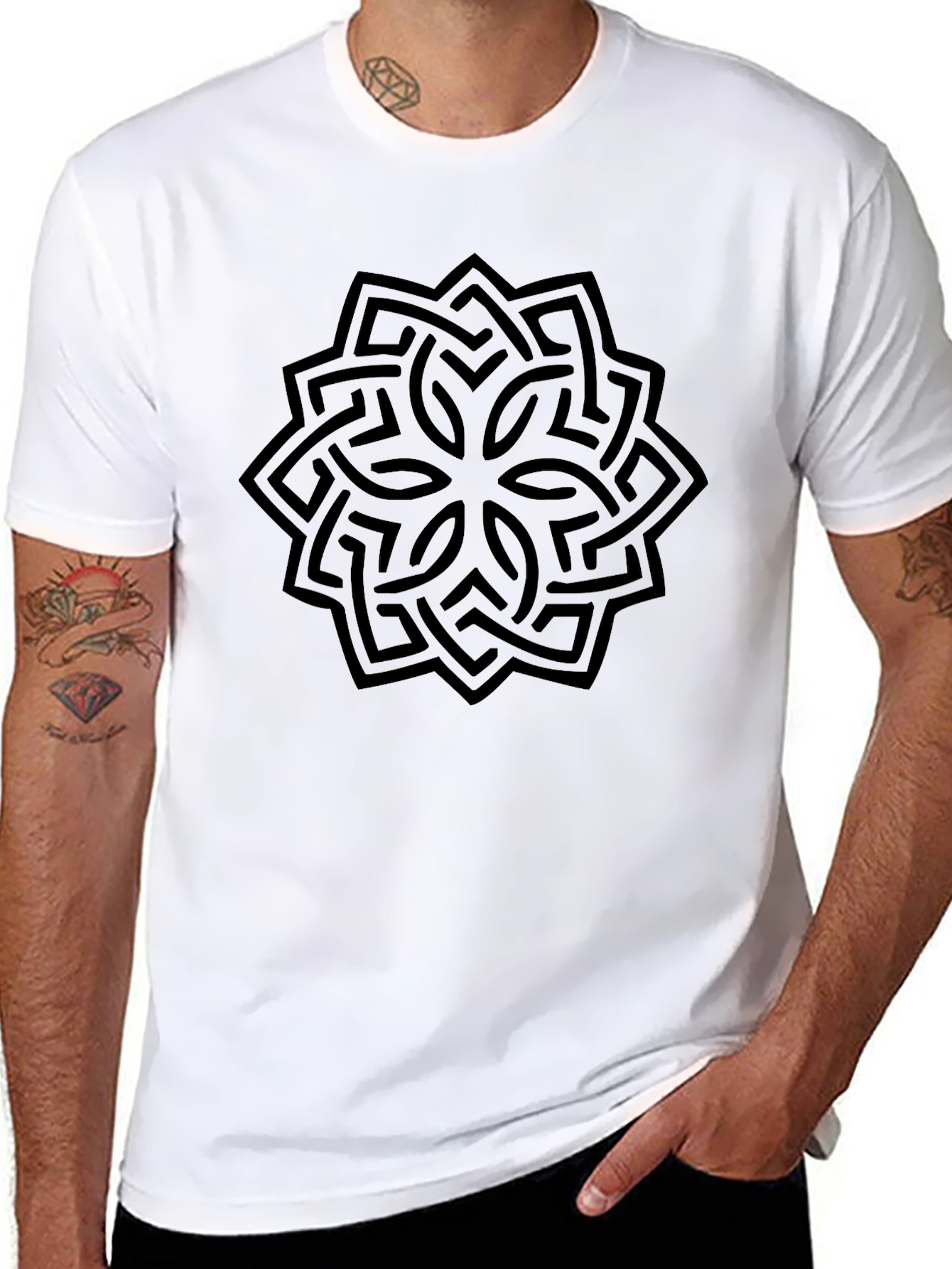Geometric Knot Black T-Shirt