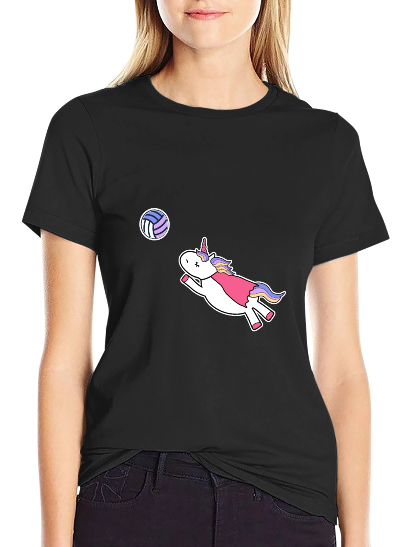 Unicorn Volleyball Black T-Shirt