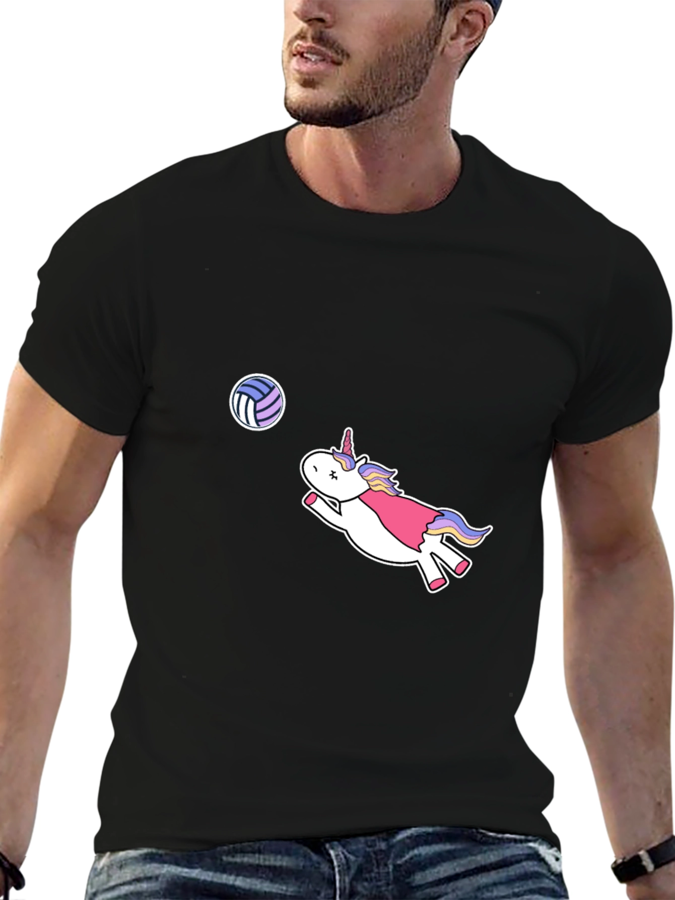 Unicorn Volleyball Black T-Shirt