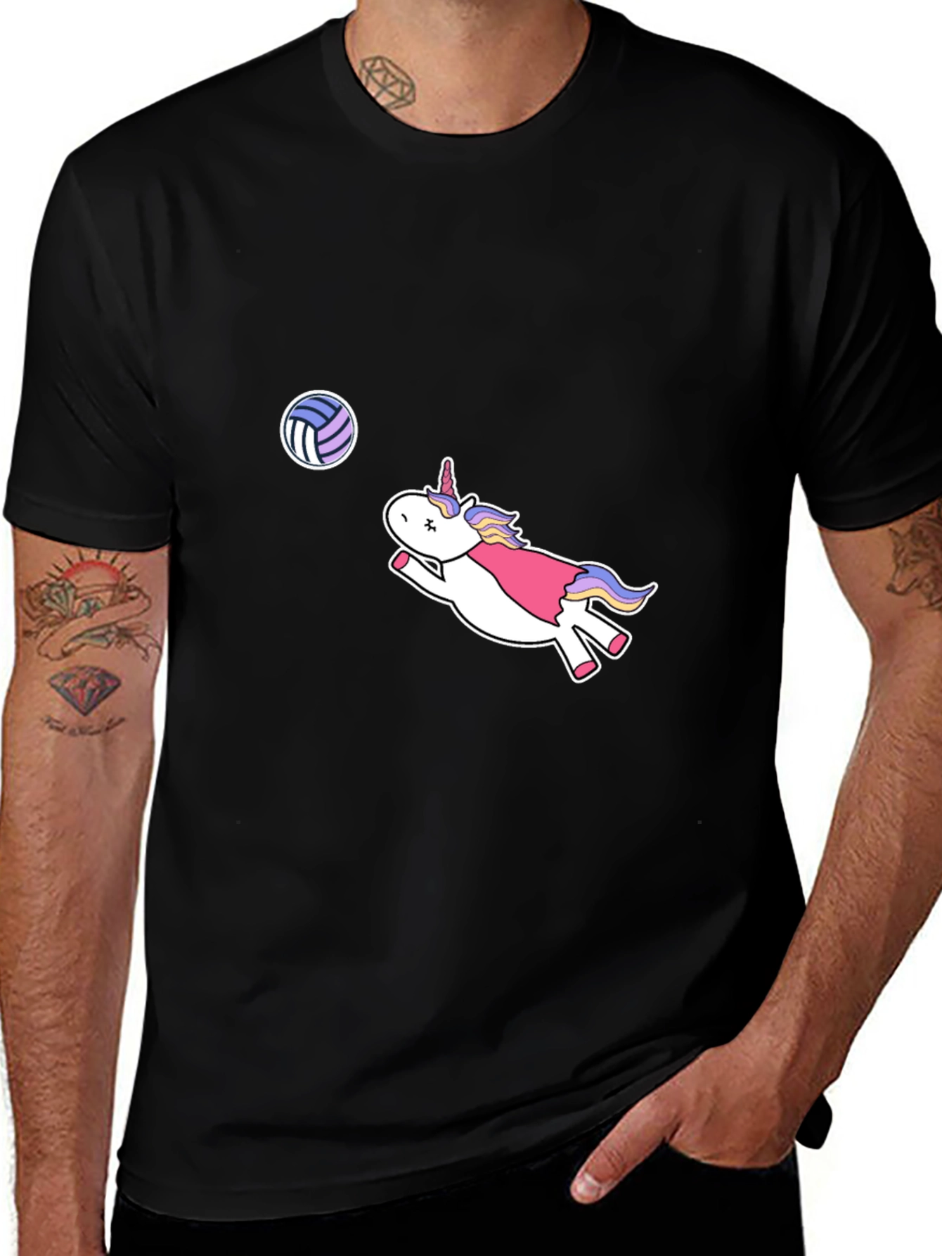 Unicorn Volleyball Black T-Shirt