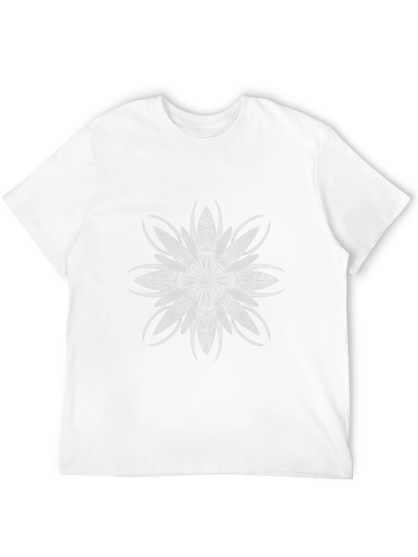 Geometric Floral Print Black T-Shirt