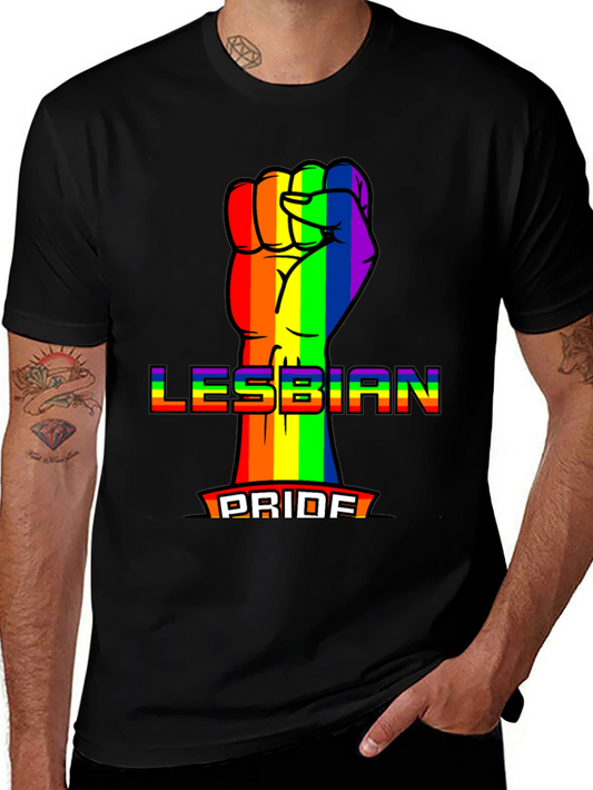 Lesbian Pride Rainbow Fist Graphic Tee