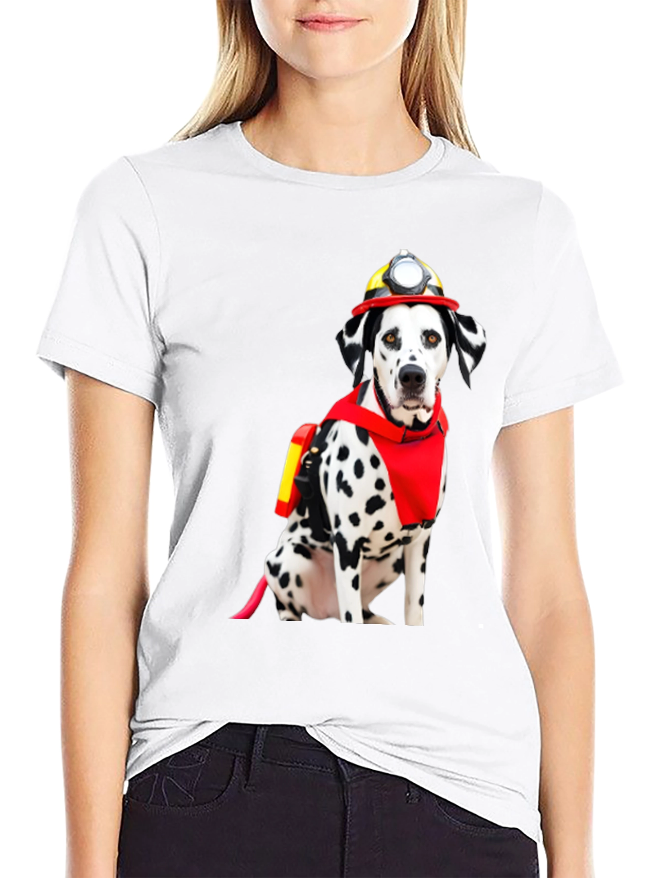 Firefighter Dalmatian Dog Graphic T-Shirt