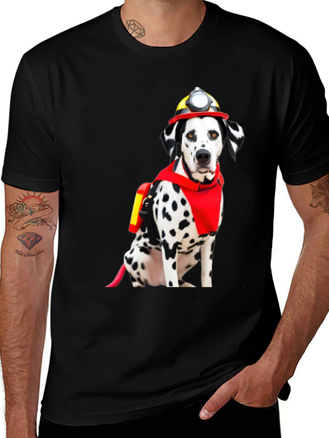 Firefighter Dalmatian Dog Graphic T-Shirt