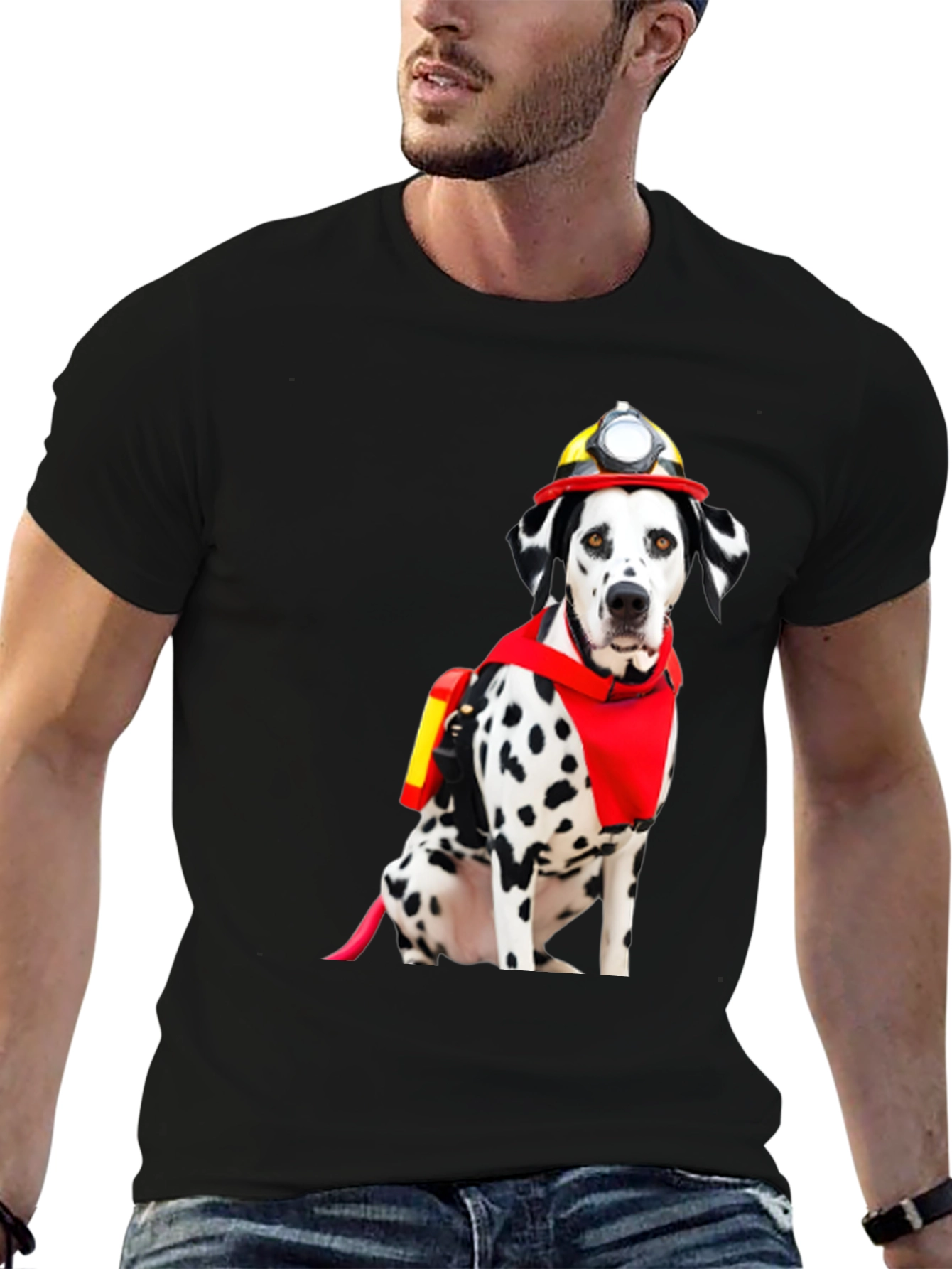 Firefighter Dalmatian Dog Graphic T-Shirt