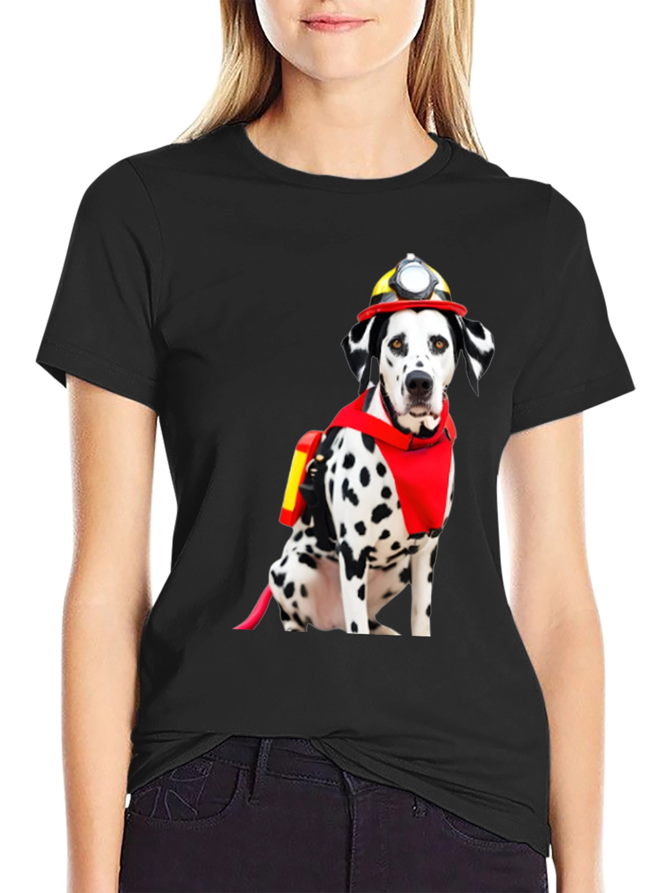 Firefighter Dalmatian Dog Graphic T-Shirt