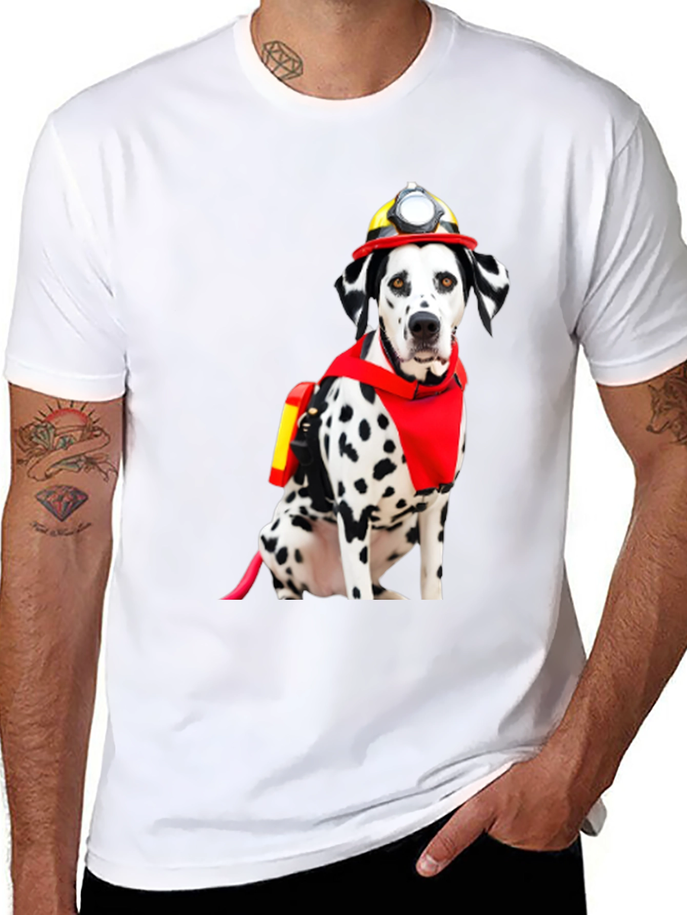 Firefighter Dalmatian Dog Graphic T-Shirt