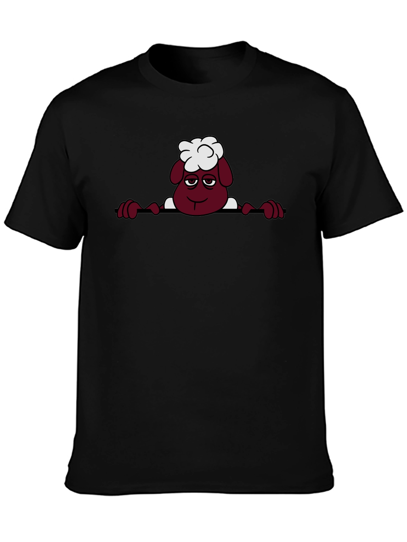 Cartoon Sheep Graphic Tee - Quirky Black T-Shirt