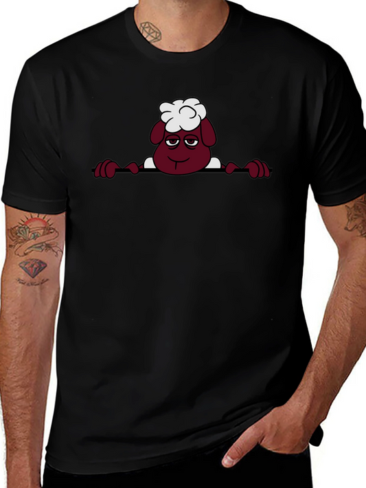 Cartoon Sheep Graphic Tee - Quirky Black T-Shirt