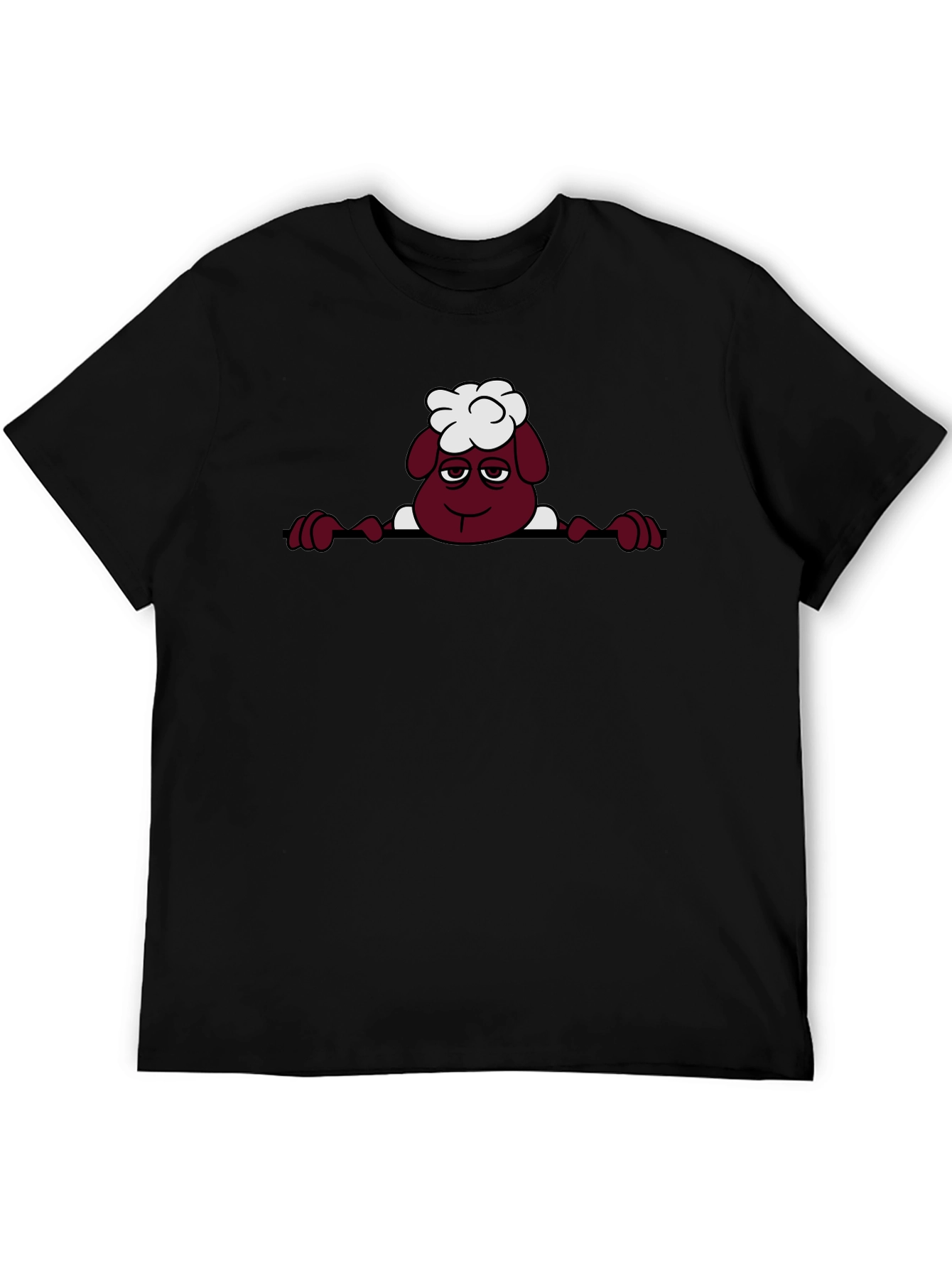 Cartoon Sheep Graphic Tee - Quirky Black T-Shirt