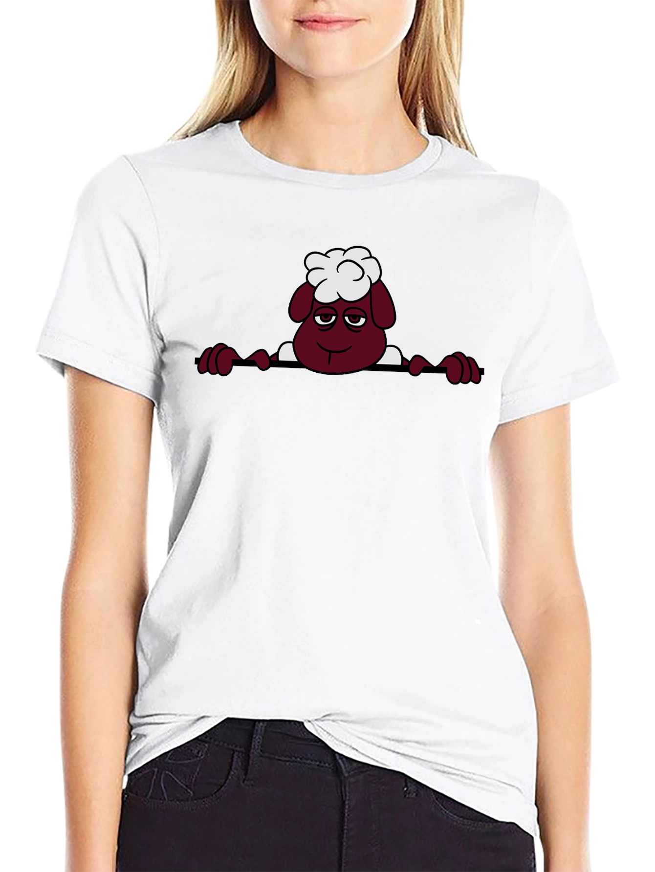 Cartoon Sheep Graphic Tee - Quirky Black T-Shirt
