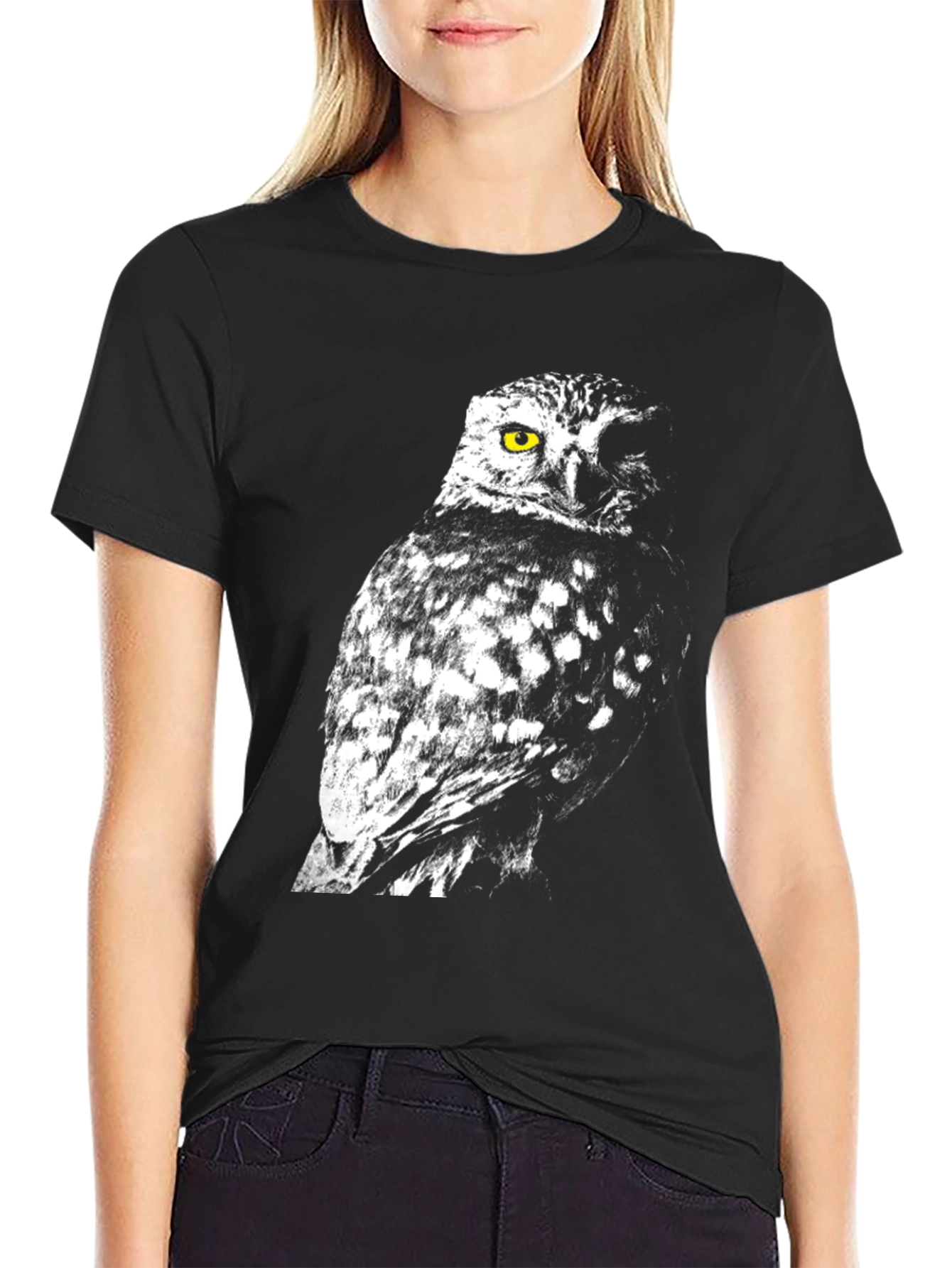 Owl Graphic Print Crew Neck T-Shirt