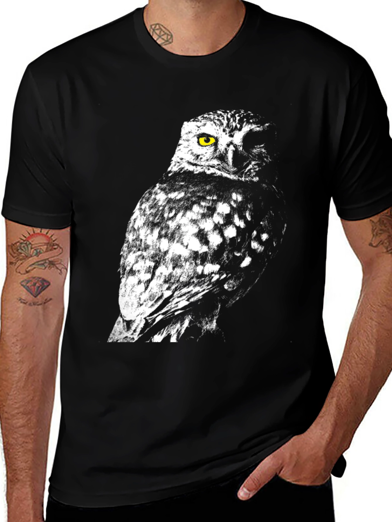 Owl Graphic Print Crew Neck T-Shirt