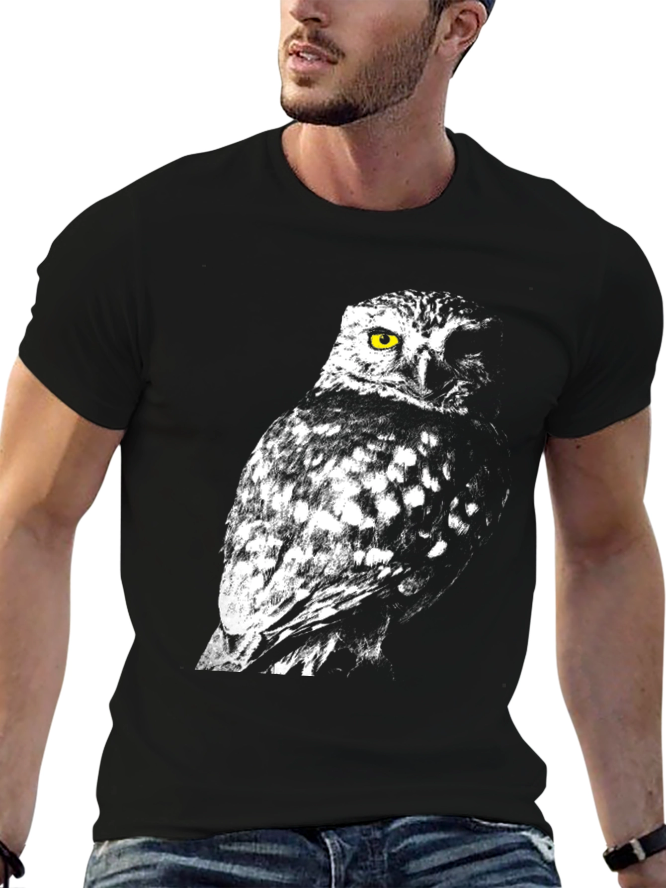 Owl Graphic Print Crew Neck T-Shirt