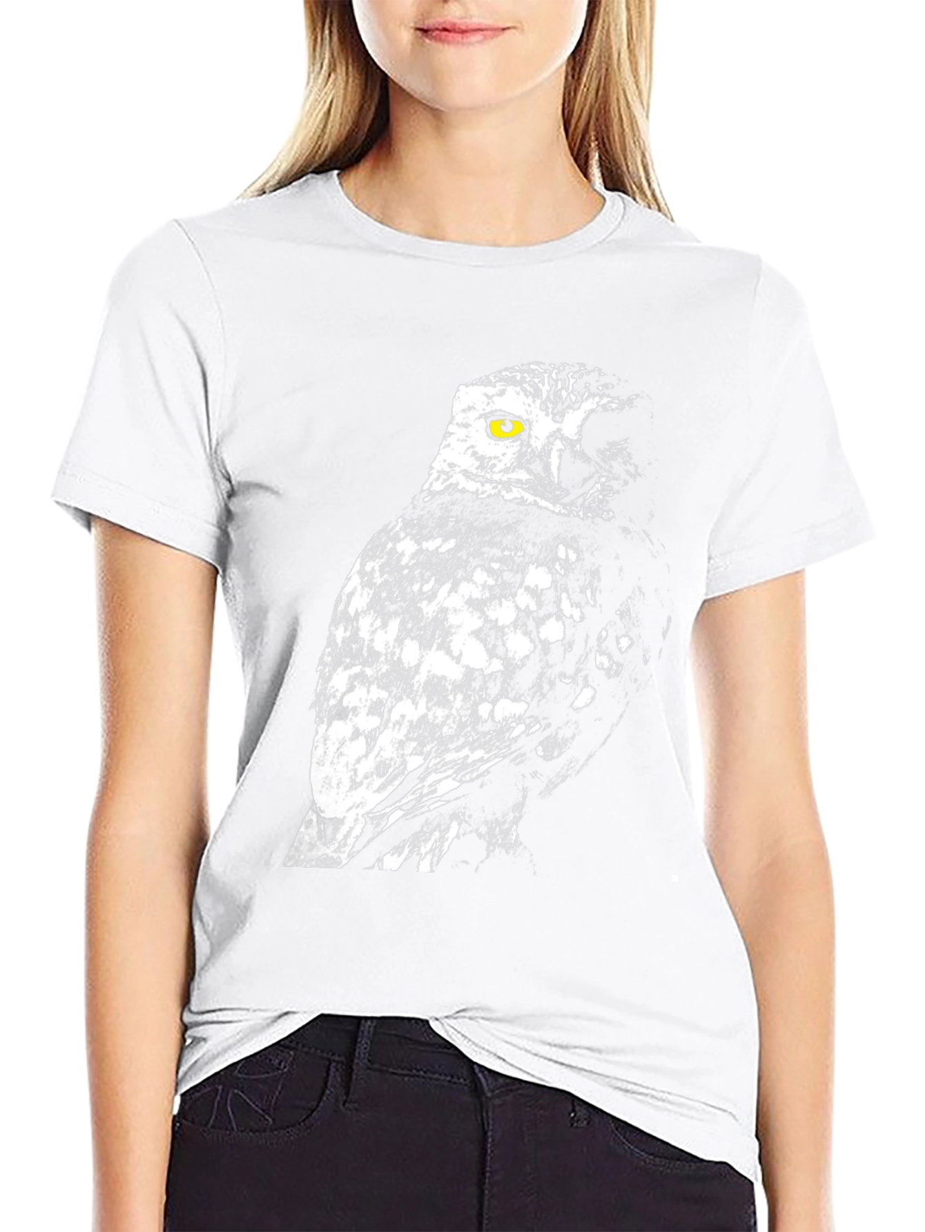 Owl Graphic Print Crew Neck T-Shirt