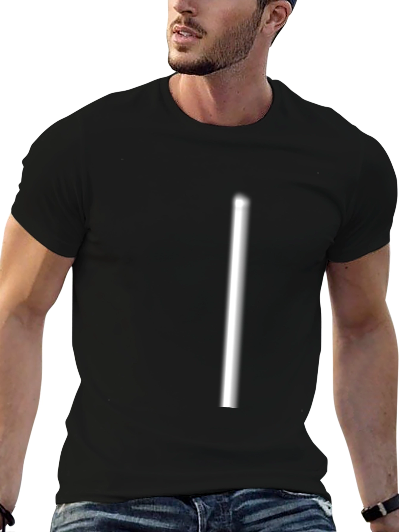 Mens Solid Black Crewneck T-Shirt