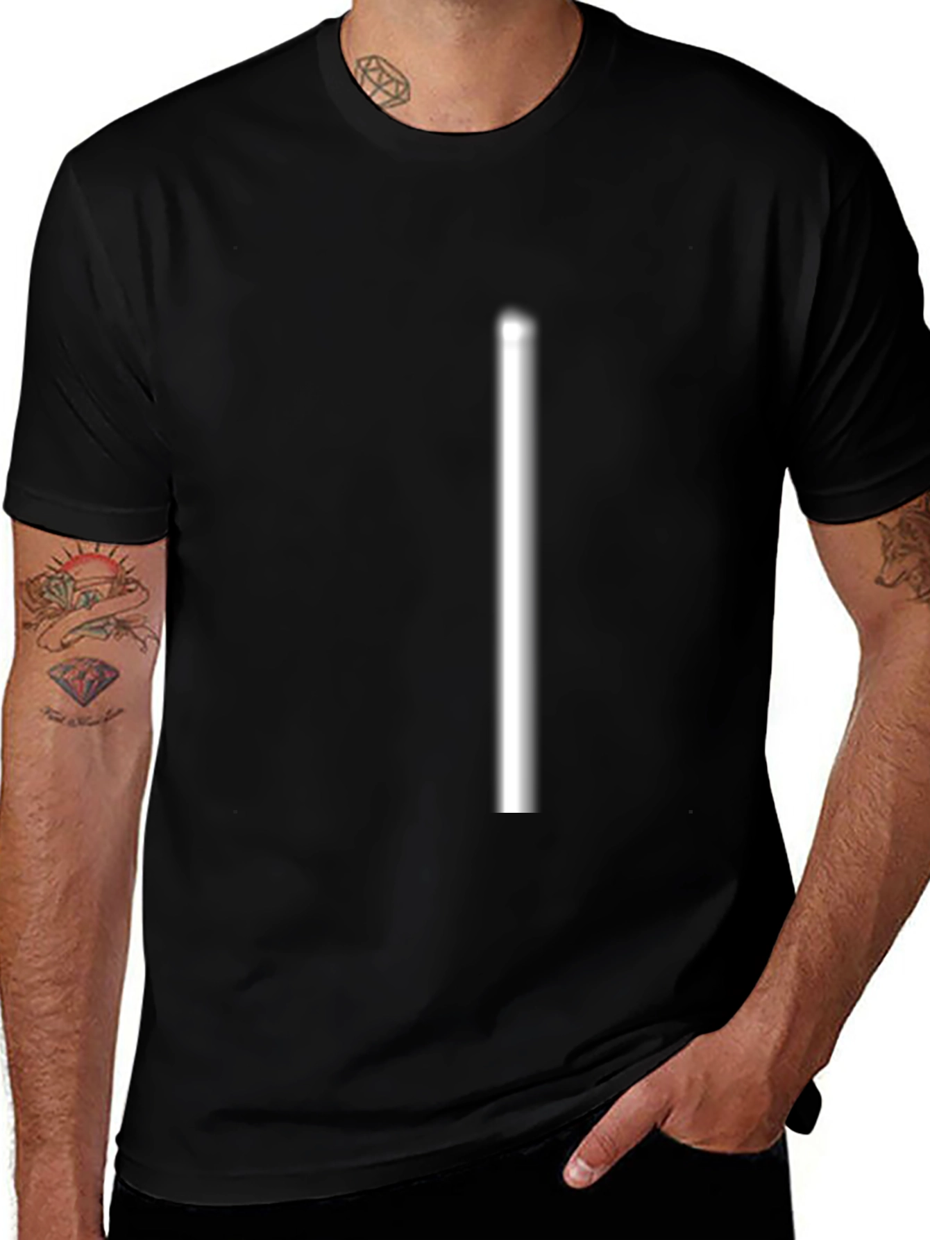 Mens Solid Black Crewneck T-Shirt