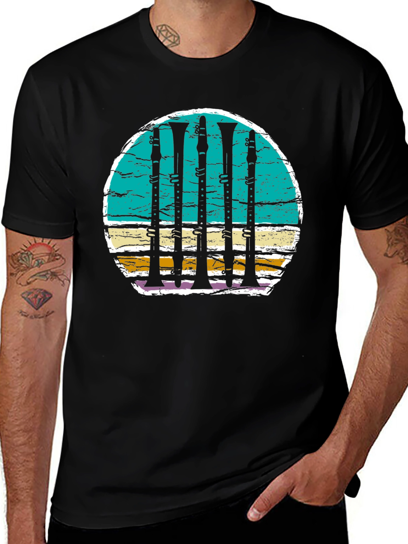 Clarinet Sunset Graphic Tee - Music Lovers T-Shirt
