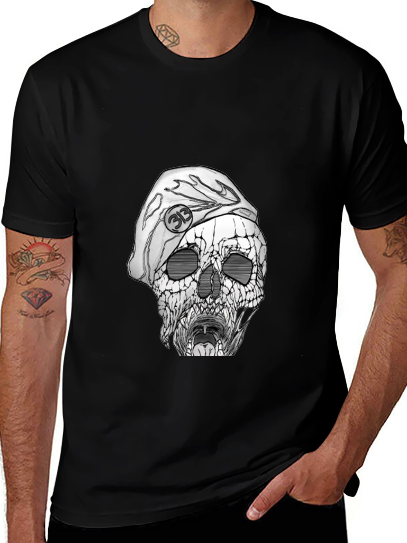 Skull with Beret Graphic Tee