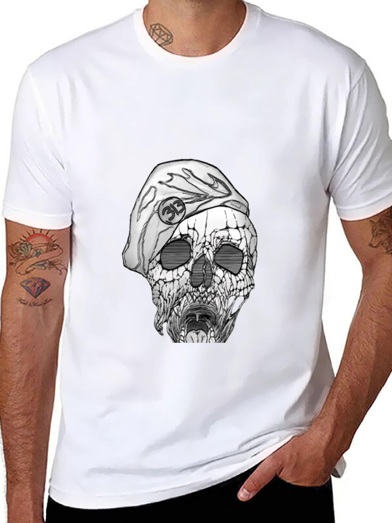 Skull with Beret Graphic Tee