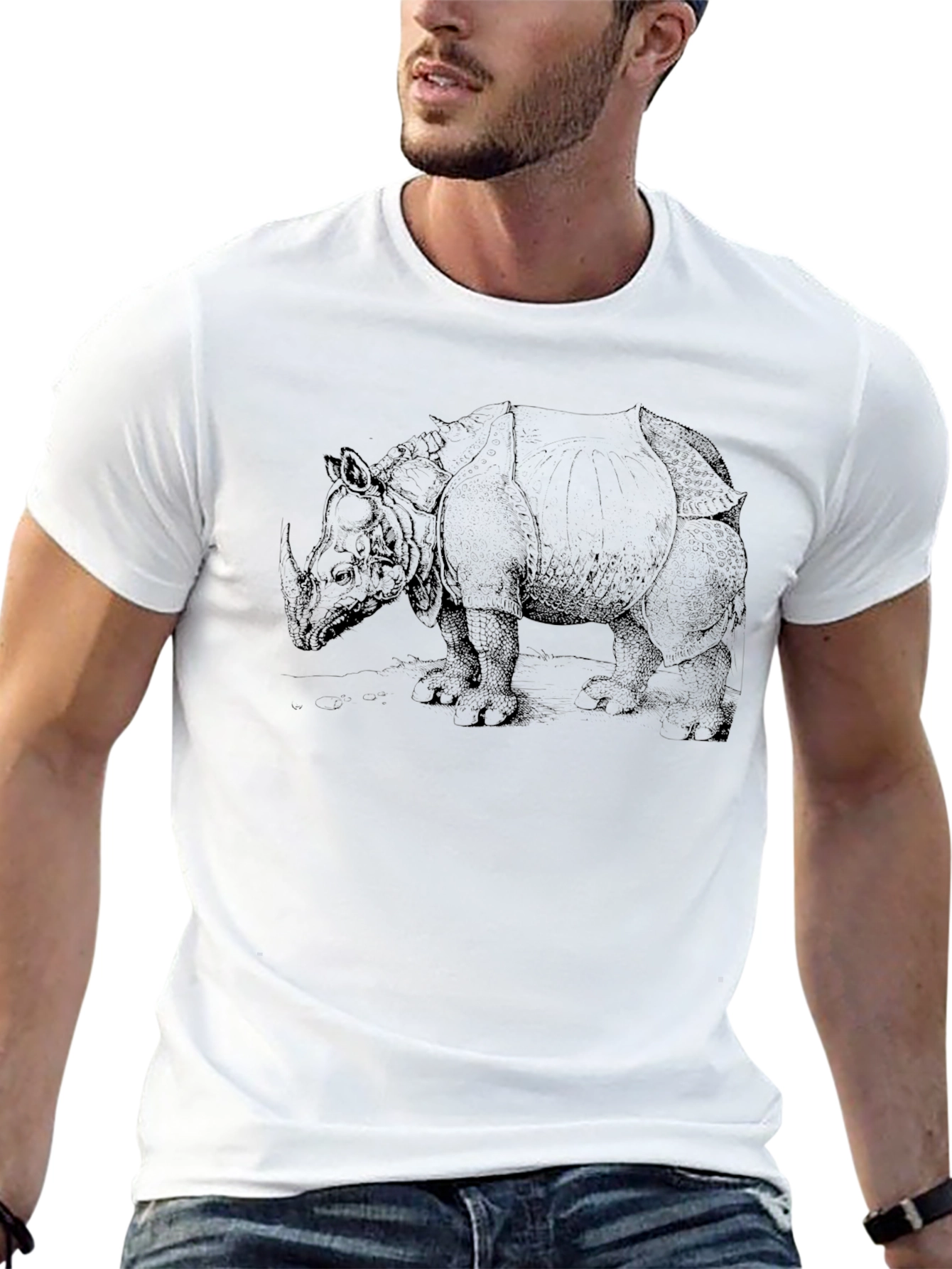 Rhino Sketch T-Shirt - Black