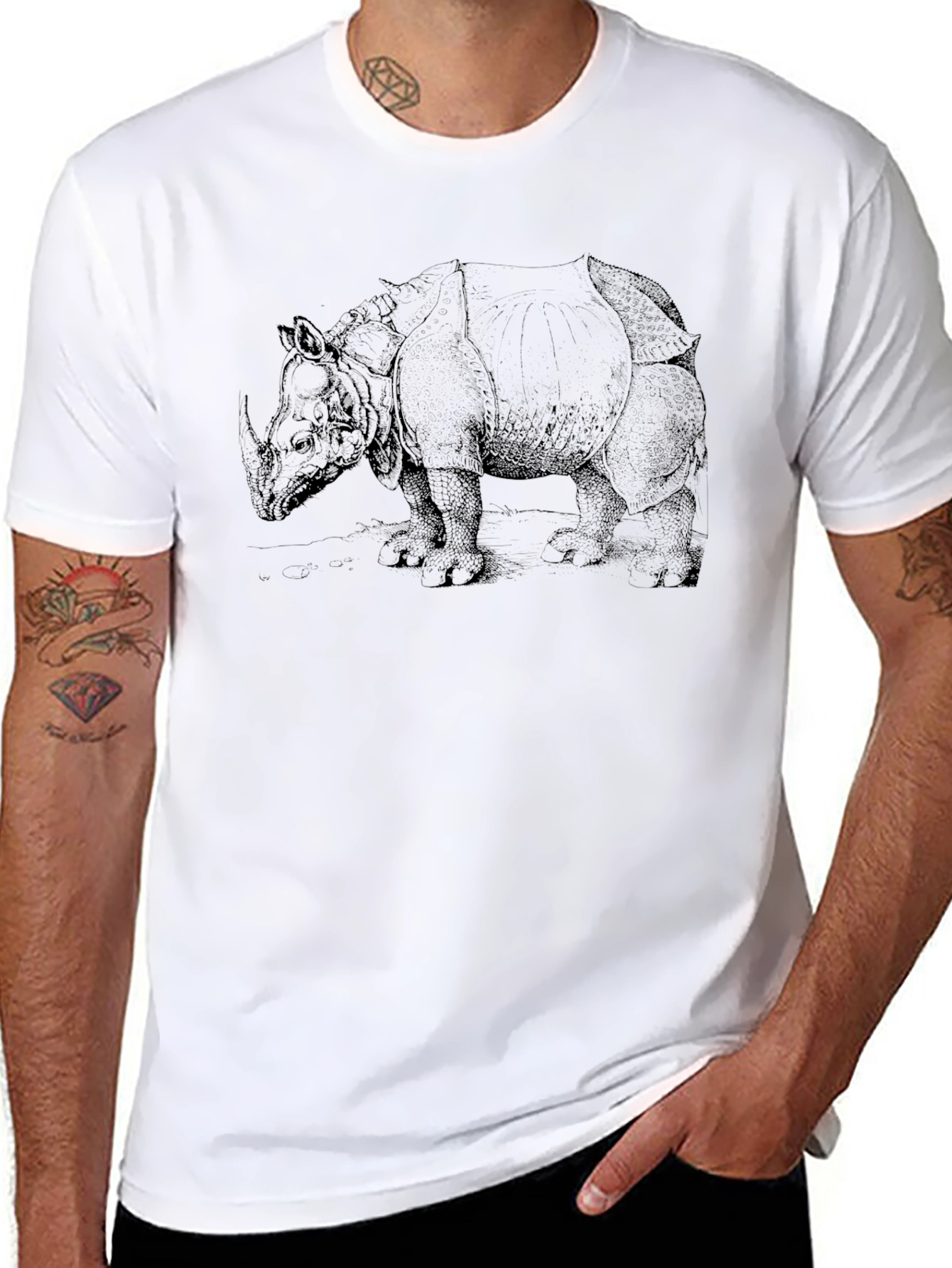Rhino Sketch T-Shirt - Black