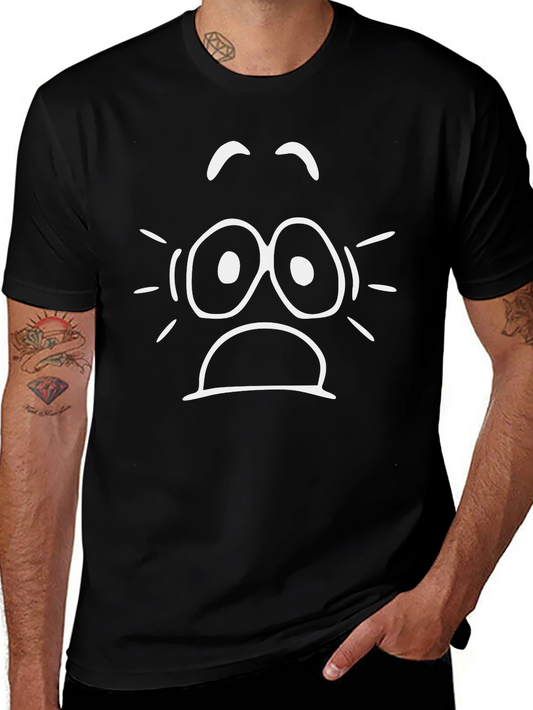 Scared Face Graphic Tee - Black Cotton T-Shirt