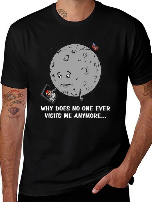 Sad Moon Graphic Tee - Funny Space T-Shirt