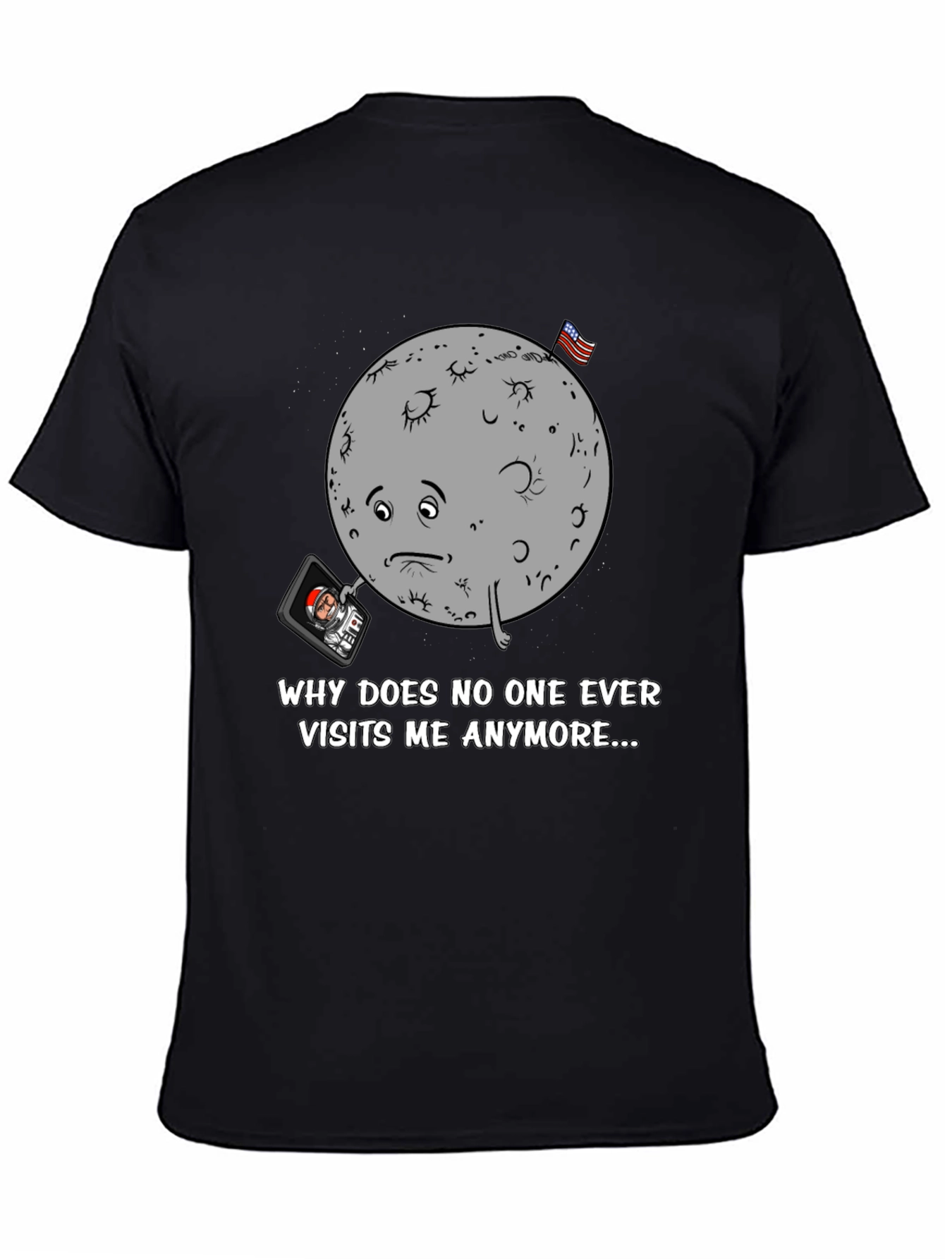 Sad Moon Graphic Tee - Funny Space T-Shirt