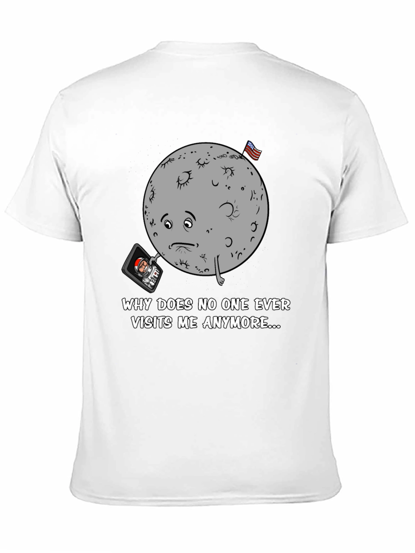 Sad Moon Graphic Tee - Funny Space T-Shirt