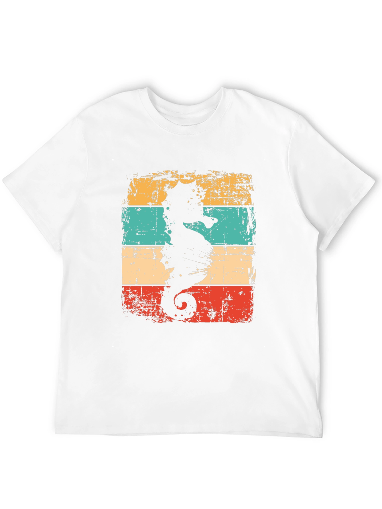 Retro Seahorse Graphic T-Shirt - Black