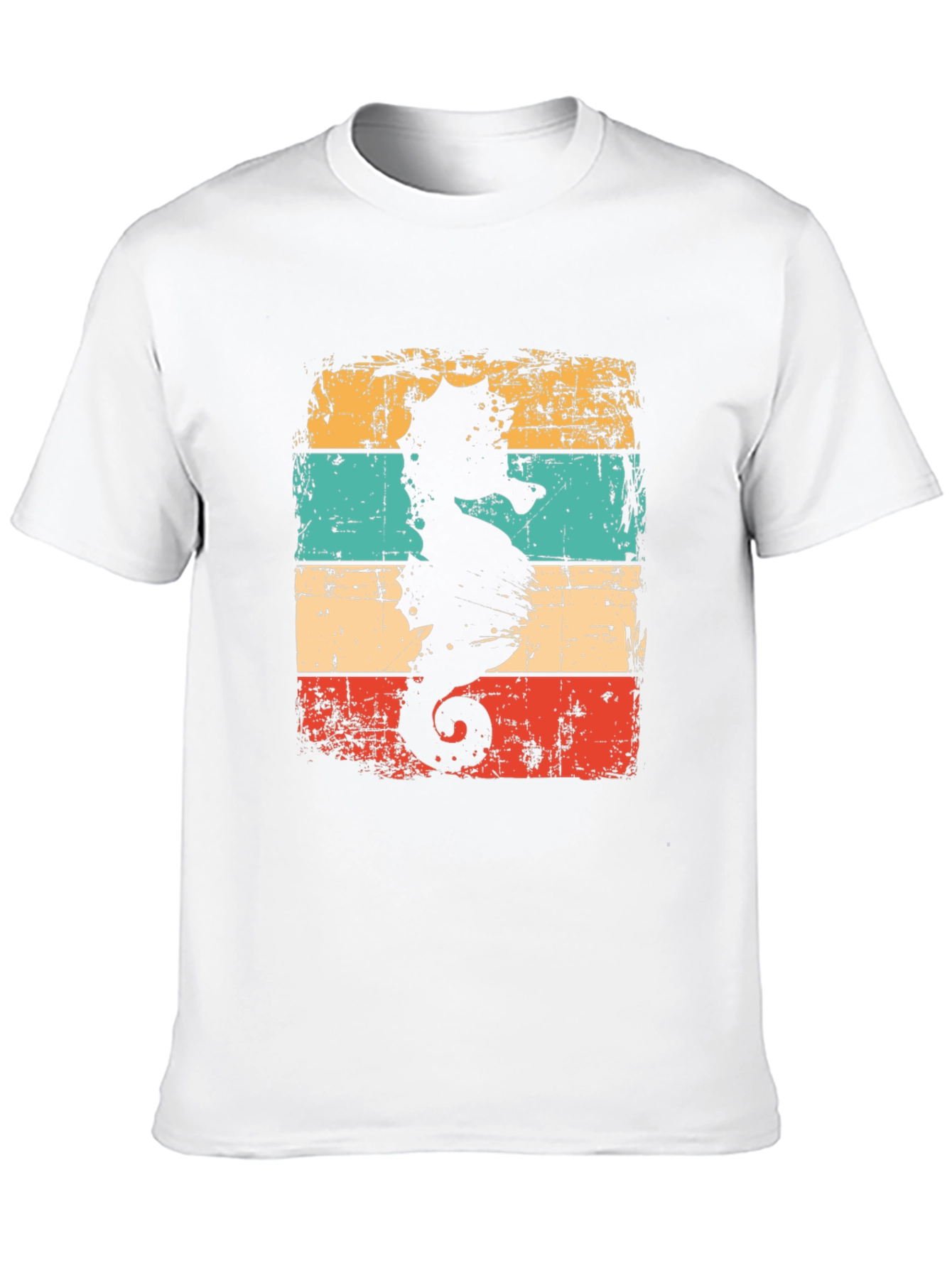 Retro Seahorse Graphic T-Shirt - Black