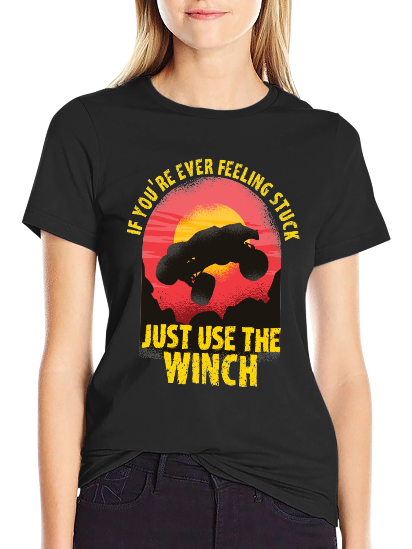 Feeling Stuck? Use The Winch Black Graphic Tee